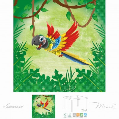 Detské papierové servítky Jungle, 33x33cm, Mank