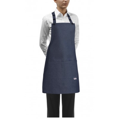 Čašnícka a kuchárska zástera okolo krku, 70x70cm, rifľová, zn. Egochef