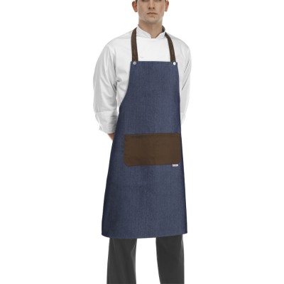 Čašnícka bistro zástera Host-Jeans s hnedým vreckom vpredu, 90x70cm, Egochef