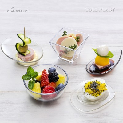 Nerozbitný mini plastový tanierik na fingerfood Ellipse, extra pevný