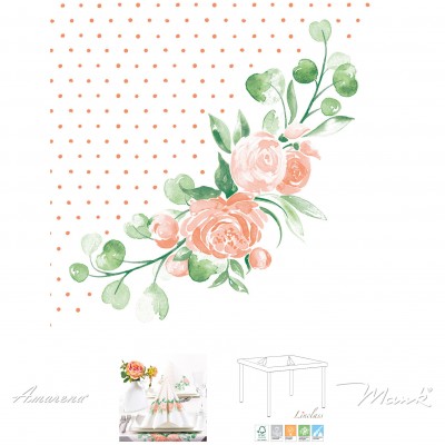 Servítky z netkanej textílie Margit marhuľovo-biele, 40x40cm, Mank