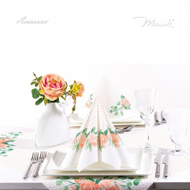 Servítky z netkanej textílie Margit marhuľovo-biele, 40x40cm, Mank