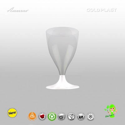 Nerozbitné plastové poháre Cheers na víno, 200 ml, biela stopka