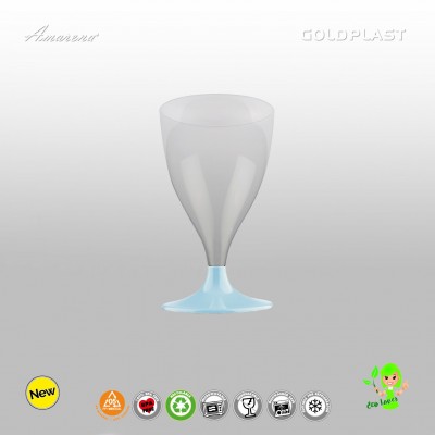 Nerozbitné plastové poháre Cheers na víno, 200 ml, modrá stopka