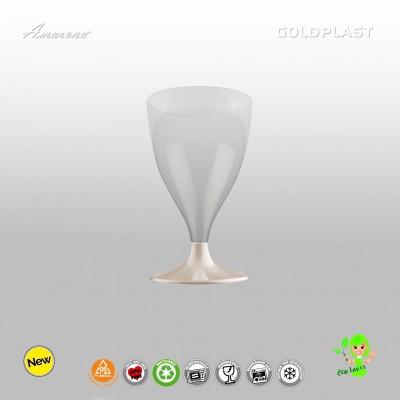 Nerozbitné plastové poháre Cheers na víno, 200 ml, krémová stopka