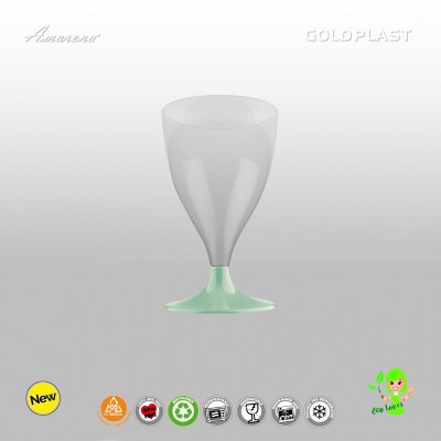 Nerozbitné plastové poháre Cheers na víno, 200 ml, zelená stopka