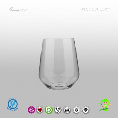 Nerozbitný plastový pohár Elegance 390ml, transparent
