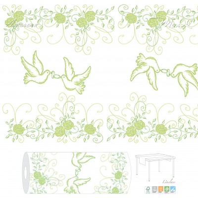 Svadobná šerpa na stôl Hochzeit zeleno-biela, netkaná textília, 40cmx24m, Mank