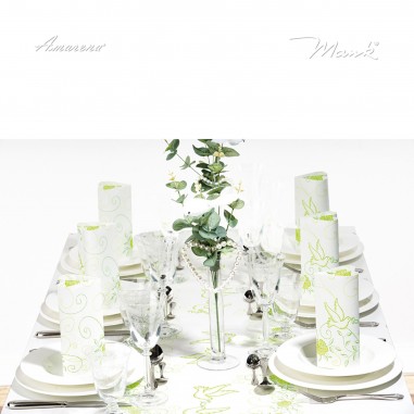 Svadobná šerpa Hochzeit zeleno-biela, netkaná textília, 40cmx24m, Mank