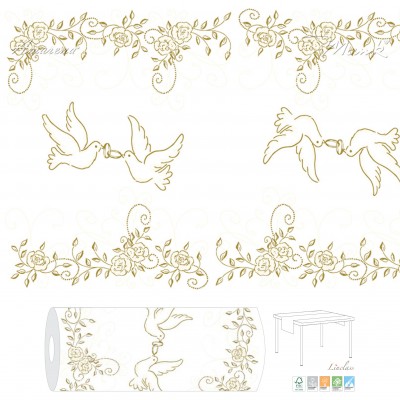 Svadobná šerpa Hochzeit bielo - zlatá, netkaná textília, 40cmx24m, Mank