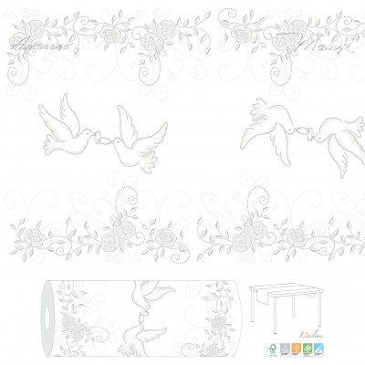 Svadobná šerpa Hochzeit bielo - strieborná, netkaná textília, 40cmx24m, Mank