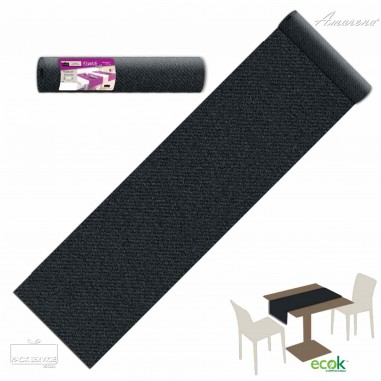 Šerpa na stôl z netkanej textílie, jednofarebná Nero-čierna, 40cm x 24m, Pack Service