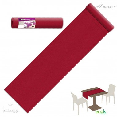 Šerpa na stôl z netkanej textílie, jednofarebná Bordová,40cm x 24m, Pack Service