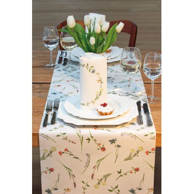 Behúň na stôl Kalina lúčne kvety, 40cmx24m, netkaná textília