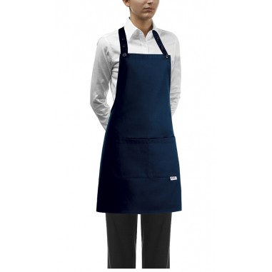 Čašnícka a kuchárska zástera okolo krku, 70x70cm, tmavo modrá, zn. Egochef
