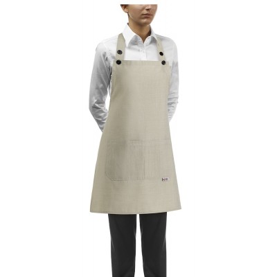 Čašnícka a kuchárska zástera okolo krku, 70x70cm, krémová, zn. Egochef