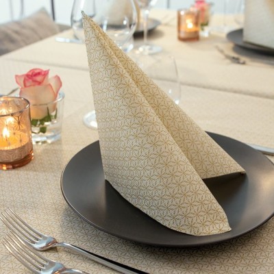 Servítky z netkanej textílie Starlet avorio, krémovo-zlaté, 40x40cm