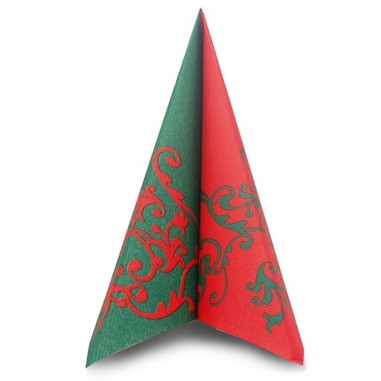 Vianočné servítky z netkanej textílie POMP, 40x40, červeno-zelené