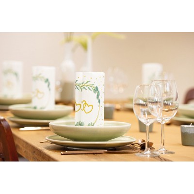 Romantické svadobné servítky Eukalyptus srdiečko, 40x40cm, netkaná textília