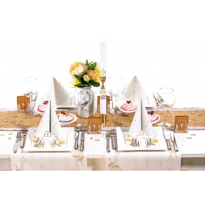 Slávnostný behúň na stôl Holz na 1.sväté prijímanie, birmovku, konfirmáciu, 0,4x24m