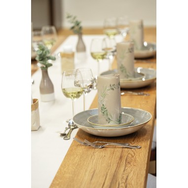 Servítky Alea zeleno krémové kvety, papierové, 33x33cm