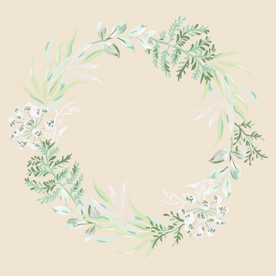 Servítky Alea zeleno krémové kvety, netkaná textília, 40x40cm