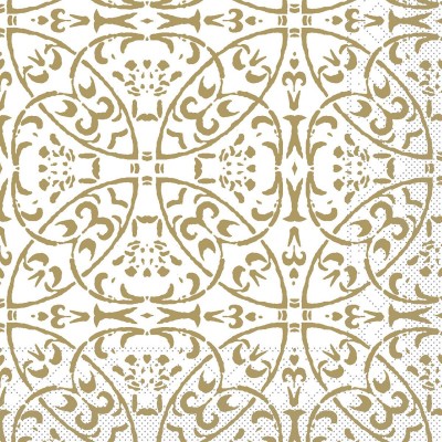 Servítky Claudio papierové, 40x40cm, bielo-zlaté - Mank