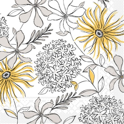 Papierové servítky Hilde, žlto - čierne, 33 x 33 cm, Mank