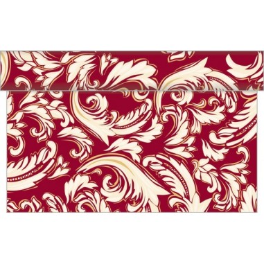 Slávnostná šerpa na stôl Cascade bordo-krém, netkaná textília, 40cm x 24m, Mank