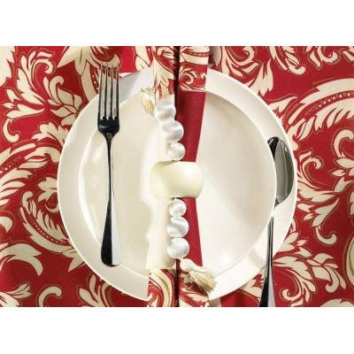 Slávnostná šerpa na stôl Cascade bordo-krém, netkaná textília, 40cm x 24m, Mank