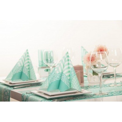 Slávnostné servítky Bine mentolovo- zelené, z netkanej textílie, 40x40cm, Mank