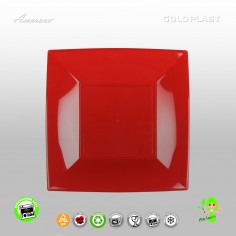 Nerozbitné dezertné taniere, 18x18cm, červené