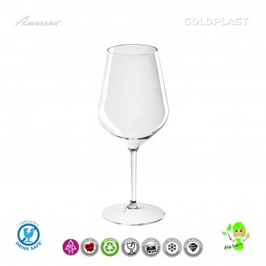 Nerozbitný plastový pohár na víno 470ml, transparentný, Gold plast