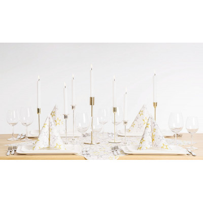 Vianočná štóla na stôl Allison, zlaté a strieborné hviezdy, 0,4x24m