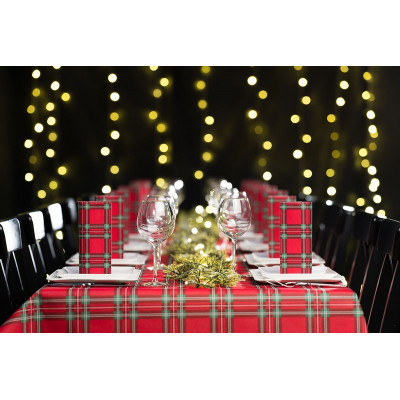 Károvaná vianočná štóla Charles, netkaná textília, 0,4x24m