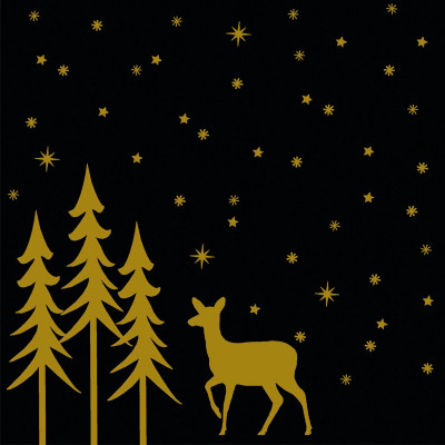 Vianočné servítky Liane, čierno-zlaté, 40x40cm