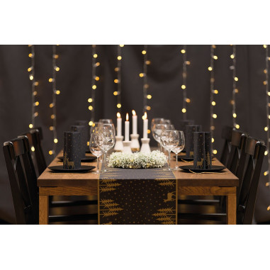 Vianočný behúň na stôl Liane, čierno-zlatý,...