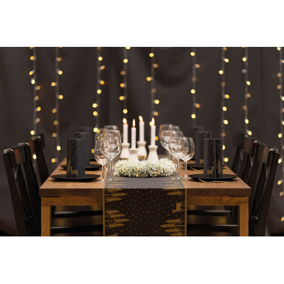 Vianočný behúň na stôl Liane, čierno-zlatý, netkaná textília, 0,4x24m