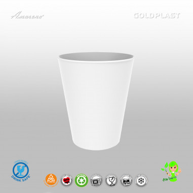 Nerozbitný plastový pohár Conico 330ml, biely, extra pevný, 6ks