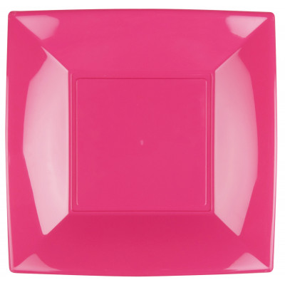 Nerozbitné plastové taniere 29x29cm, fuksia