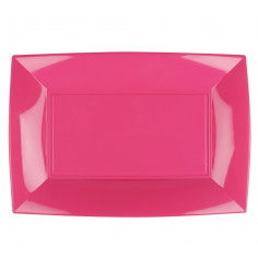 Plastový tanier veľký obdĺžnik 34x23cm, nerozbitný, fuksia