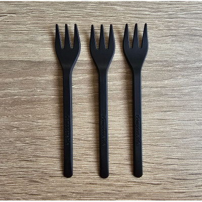 Kompostovateľné mini vidličky 10cm, čierne, recyklovateľné