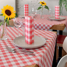 Kárované červené servítky z netkanej textílie Oste Rosso,...