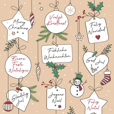 Vianočné servítky so snehuliakom Snowman, netkaná textília, 40x40cm