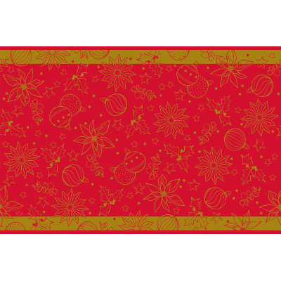 Vianočný behúň na stôl Milan červeno zlatý, 0,4x24m, netkaná textília