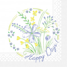 Kvetované servítky Happy days 40x40cm, papierové