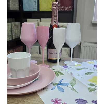 Nerozbitné plastové poháre na sekt, prosecco Verona 180ml, baby pink
