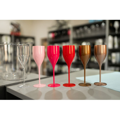 Nerozbitné plastové poháre na sekt, prosecco Verona 180ml, baby pink