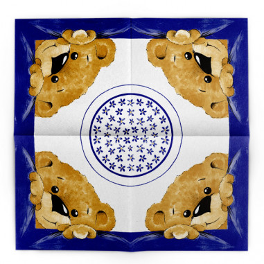 Slávnostné servítky Teddy modré, z netkanej...