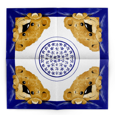 Slávnostné servítky Teddy modré, z netkanej textílie, 40x40cm, Mank